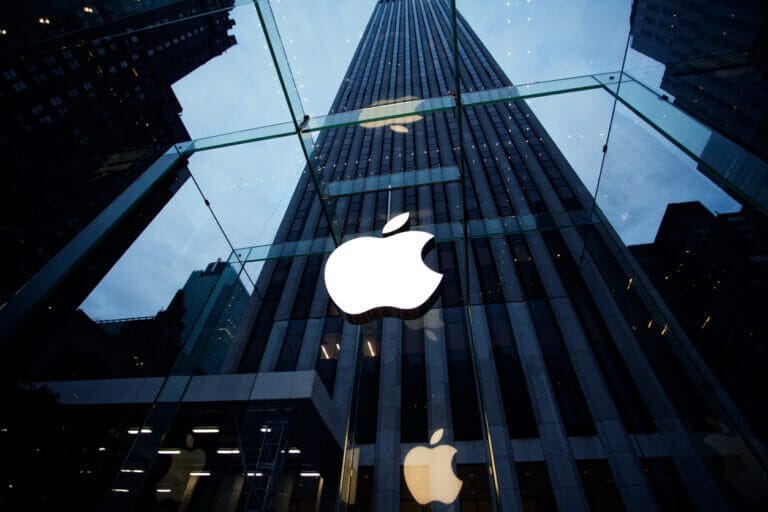 Apple building in the city.