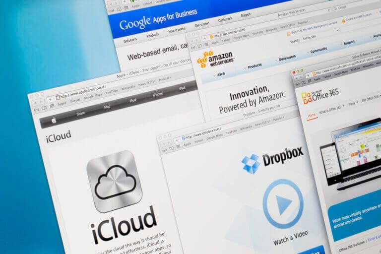Open browser business windows: Google Apps for Business, AWS and Office 365.