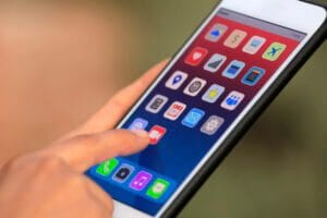 Mobile phone with open apps.