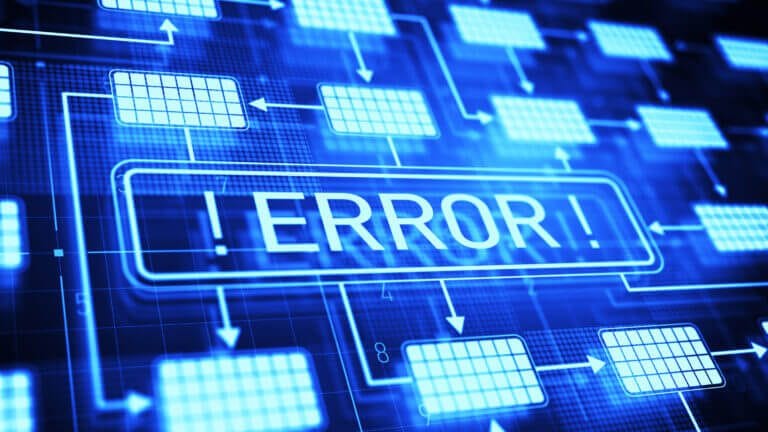 IT error warning icon on a touchscreen device.