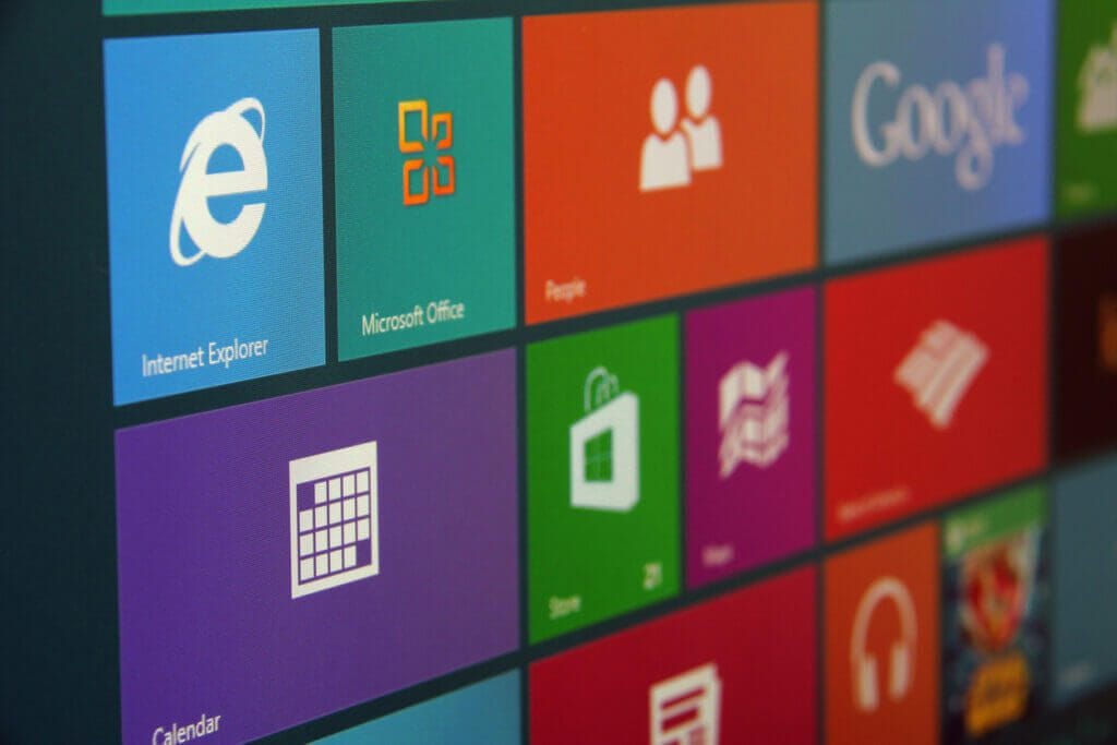 Mobile app icons on a mobile device.
