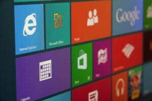 Mobile app icons on a mobile device.