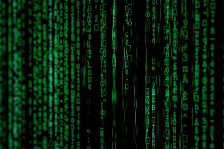 Lines of code streaming down.
