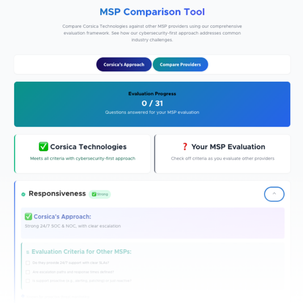 MSP Comparison Tool for Managed Services Providers