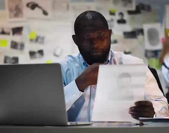 Man reading CJIS certification documentation