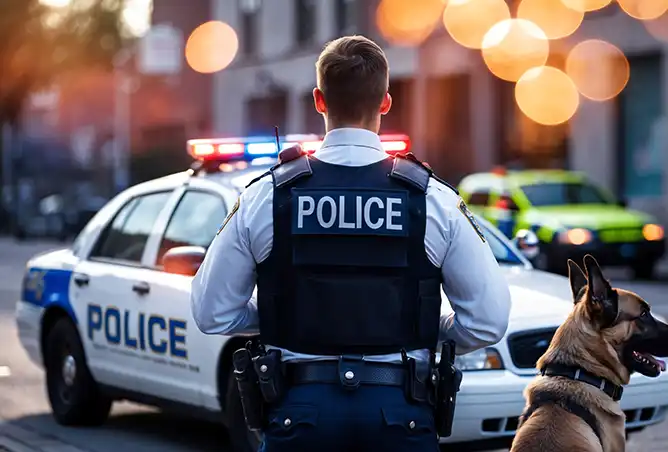 Police officer working in criminal justice