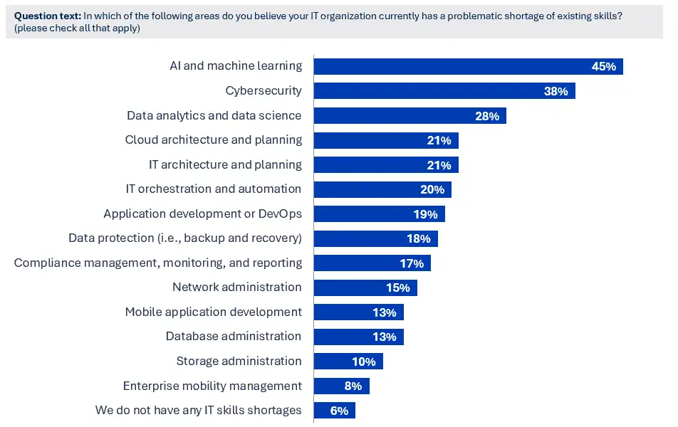 AI:ML Skills Gap chart - TechTarget 2025